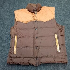 VINTAGE 70s Ski‎ Daddle Down Fowl Feather Puffer Vest Brown Adult Large Pack In